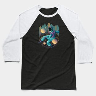 Techno Astronaut Floating in Space Baseball T-Shirt